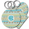 Abstract Teal Stripes Plastic Keychain (Personalized)