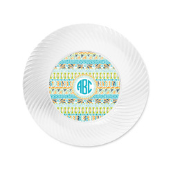 Abstract Teal Stripes Plastic Party Appetizer & Dessert Plates - 6" (Personalized)