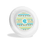 Abstract Teal Stripes Plastic Party Appetizer & Dessert Plates - 6" (Personalized)