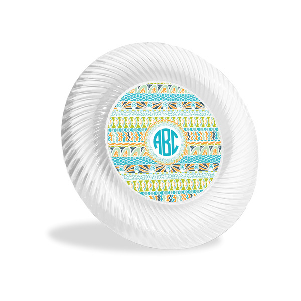 Custom Abstract Teal Stripes Plastic Party Appetizer & Dessert Plates - 6" (Personalized)