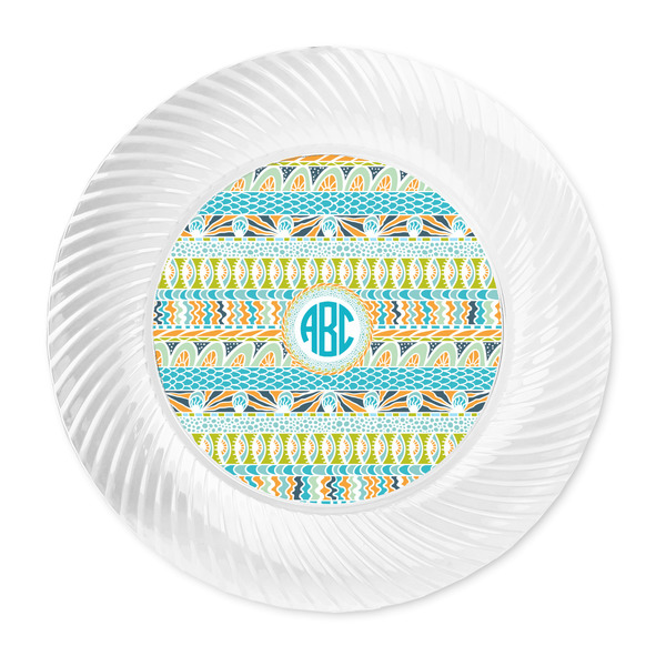 Abstract Teal Stripes Plastic Party Dinner Plates - Approval