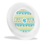Abstract Teal Stripes Plastic Party Dinner Plates - 10" (Personalized)