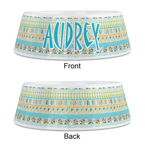 Abstract Teal Stripes Plastic Pet Bowls - Medium - APPROVAL