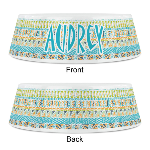 Abstract Teal Stripes Plastic Pet Bowls - Small - APPROVAL