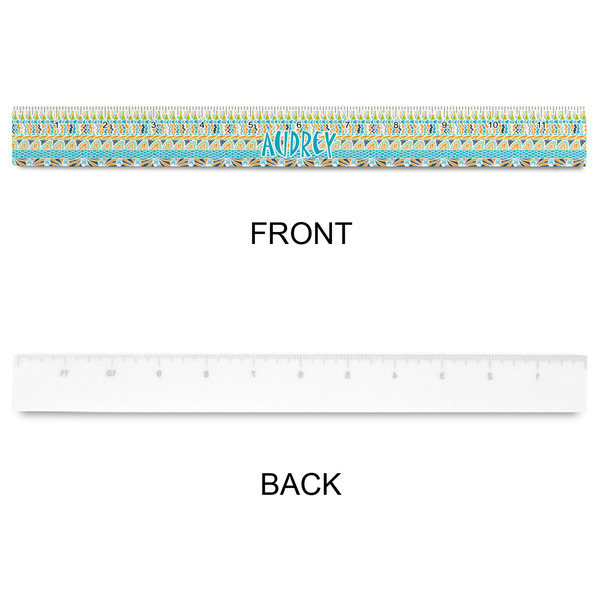 Abstract Teal Stripes Plastic Ruler - 12" - APPROVAL