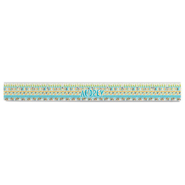 Abstract Teal Stripes Plastic Ruler - 12" - FRONT