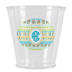 Abstract Teal Stripes Plastic Shot Glass (Personalized)