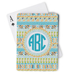 Abstract Teal Stripes Playing Cards (Personalized)
