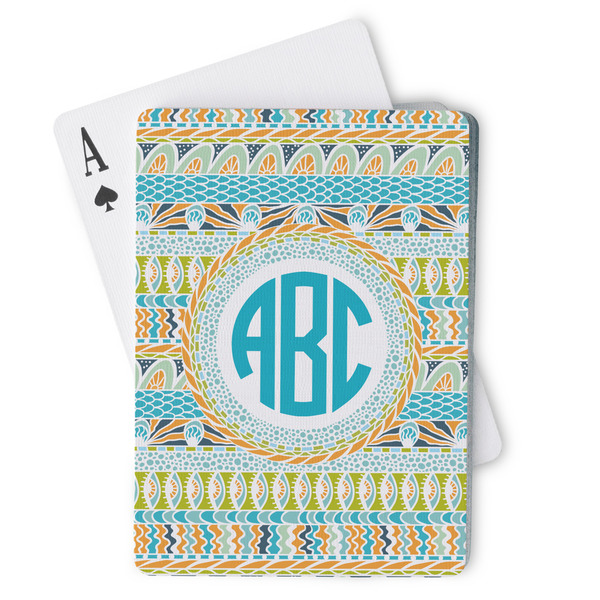 Custom Abstract Teal Stripes Playing Cards (Personalized)