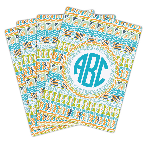 Abstract Teal Stripes Playing Cards - Hand Back View