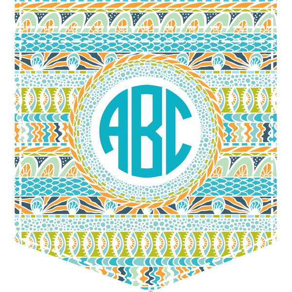 Custom Abstract Teal Stripes Iron On Faux Pocket (Personalized)