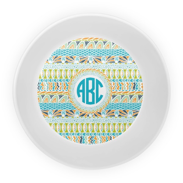 Abstract Teal Stripes Melamine Bowl - Center