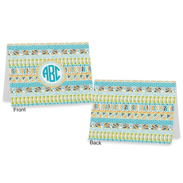 Abstract Teal Stripes Postcard - Front and Back