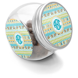 Abstract Teal Stripes Puppy Treat Jar (Personalized)