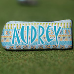 Abstract Teal Stripes Blade Putter Cover (Personalized)