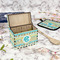Abstract Teal Stripes Recipe Box - Full Color - In Context
