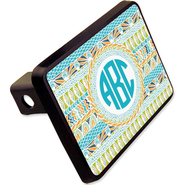 Custom Abstract Teal Stripes Rectangular Trailer Hitch Cover - 2" (Personalized)