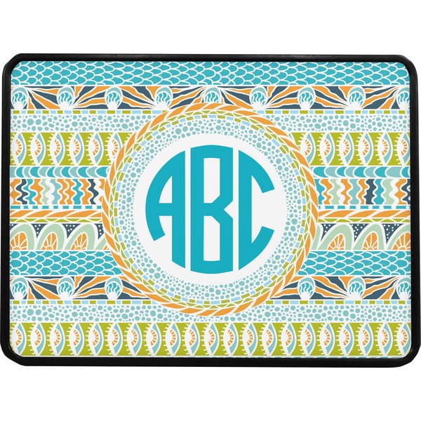 Abstract Teal Stripes Rectangular Car Hitch Cover w/ FRP Insert (Select Size)