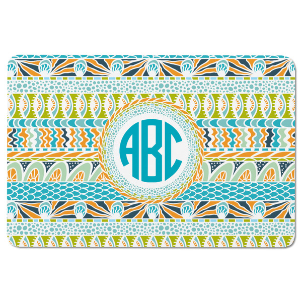 Abstract Teal Stripes Rectangular Fridge Magnet - FRONT