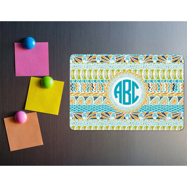 Abstract Teal Stripes Rectangular Fridge Magnet - LIFESTYLE