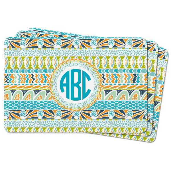 Abstract Teal Stripes Rectangular Fridge Magnet - THREE