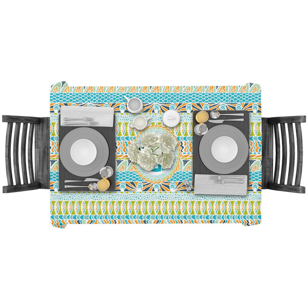 Abstract Teal Stripes Rectangular Tablecloths - LIFESTYLE