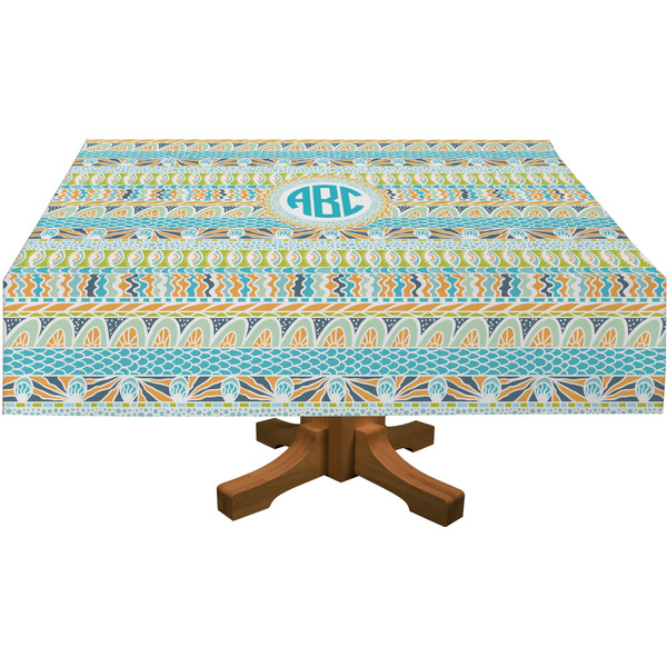 Abstract Teal Stripes Rectangular Tablecloths (Personalized)