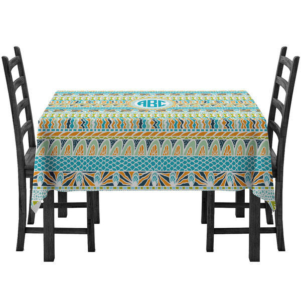 Custom Abstract Teal Stripes Tablecloth (Personalized)