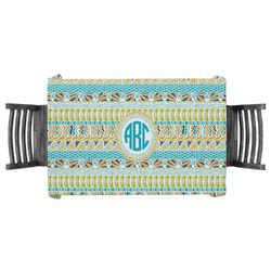 Abstract Teal Stripes Tablecloth - 58"x58" (Personalized)