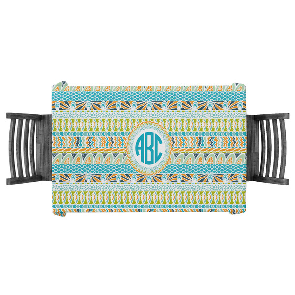 Custom Abstract Teal Stripes Tablecloth - 58"x58" (Personalized)