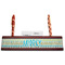 Abstract Teal Stripes Red Mahogany Nameplates with Business Card Holder - Straight