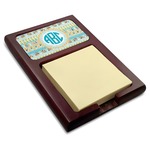 Abstract Teal Stripes Red Mahogany Sticky Note Holder (Personalized)