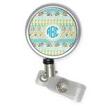 Abstract Teal Stripes Retractable Badge Reel (Personalized)