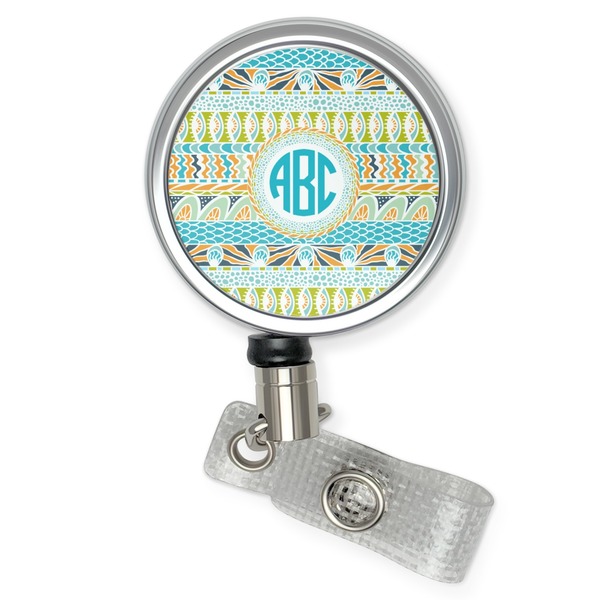 Custom Abstract Teal Stripes Retractable Badge Reel (Personalized)