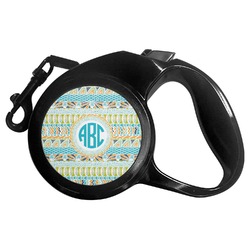 Abstract Teal Stripes Retractable Dog Leash - Medium (Personalized)