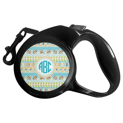 Abstract Teal Stripes Retractable Dog Leash (Personalized)