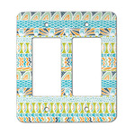 Abstract Teal Stripes Rocker Style Light Switch Cover - Two Switch