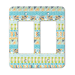 Abstract Teal Stripes Rocker Style Light Switch Cover - Two Switch