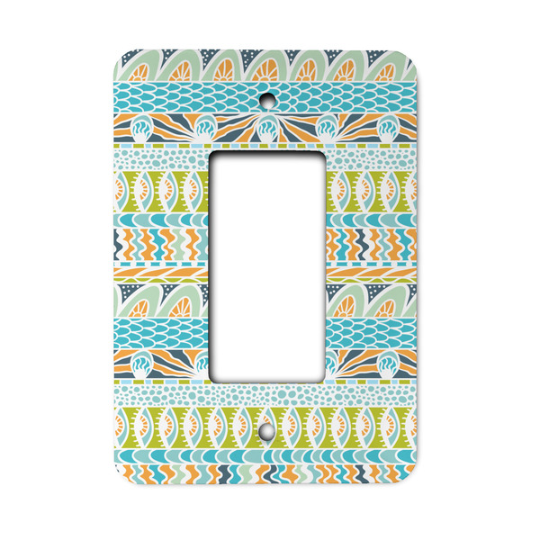 Custom Abstract Teal Stripes Rocker Style Light Switch Cover - Single Switch