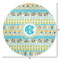 Abstract Teal Stripes Round Area Rug - Size
