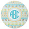 Abstract Teal Stripes Round Coaster Rubber Back - Single