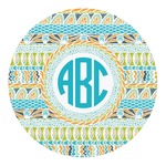 Abstract Teal Stripes Round Decal - Small (Personalized)