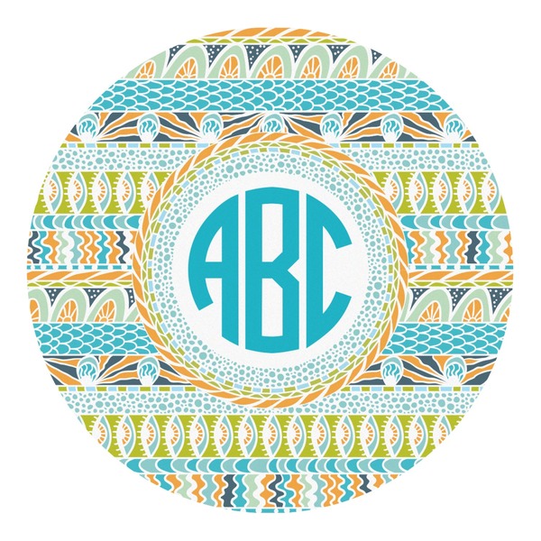 Custom Abstract Teal Stripes Round Decal - Medium (Personalized)