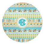 Abstract Teal Stripes 5' Round Indoor Area Rug (Personalized)