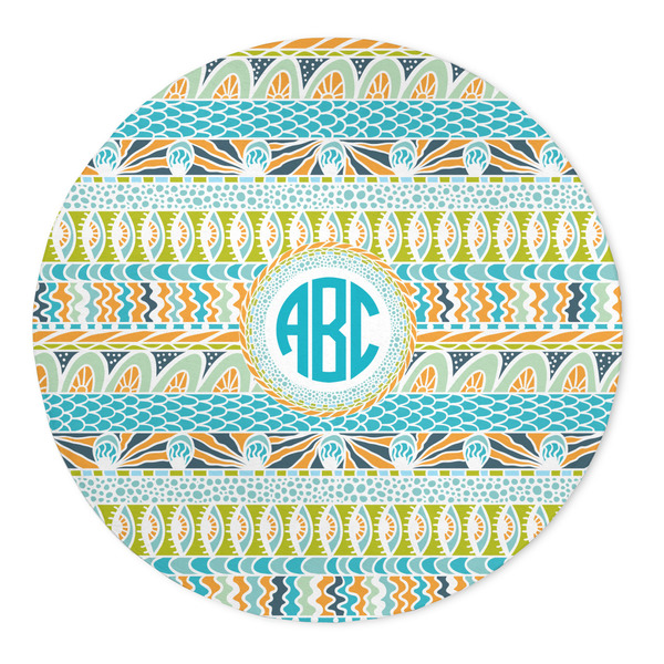 Custom Abstract Teal Stripes 5' Round Indoor Area Rug (Personalized)