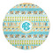 Abstract Teal Stripes Round Indoor Rug - Front/Main