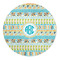 Abstract Teal Stripes 5' Round Indoor Area Rug (Personalized)
