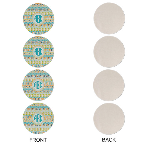 Abstract Teal Stripes Round Linen Placemats - APPROVAL Set of 4 (single sided)
