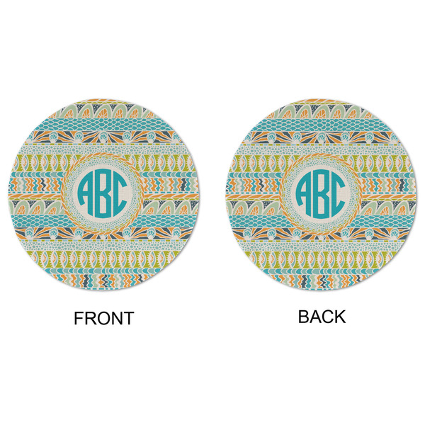 Abstract Teal Stripes Round Linen Placemats - APPROVAL (double sided)