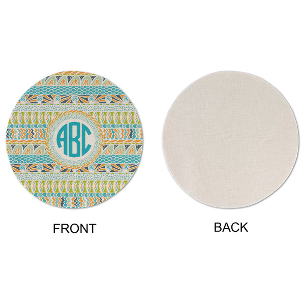 Abstract Teal Stripes Round Linen Placemats - APPROVAL (single sided)